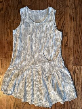 Cut Loose Asymmetrical Mini Dress Sleeveless Pocket Stripe Medium Cotton Scoop